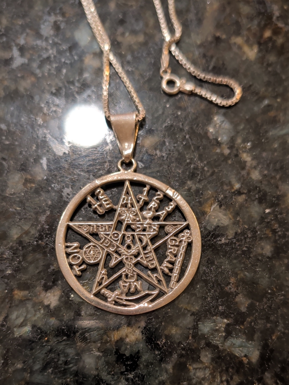 Silver Tone Pentagram Star Pendant Necklace - Women Jewelry